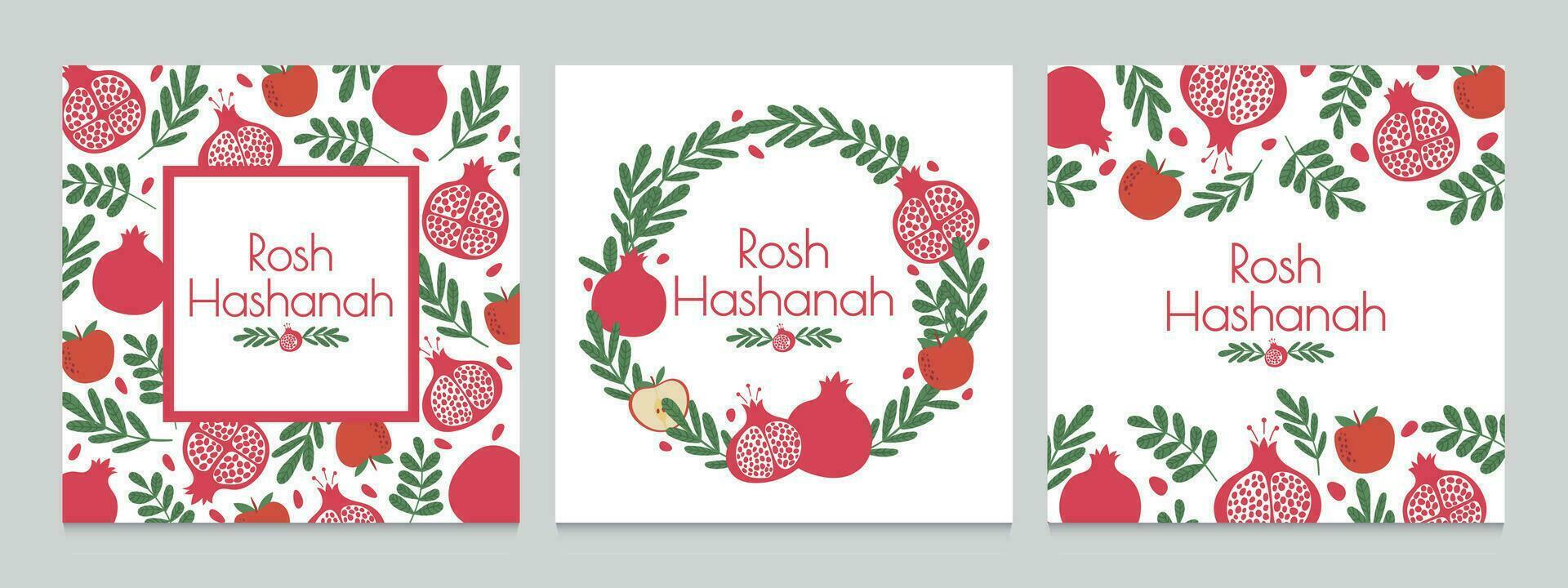 rosh hashanah. juif Nouveau année salutation cartes avec Grenade et Pomme. judaïsme shana tova vacances vecteur arrière-plans