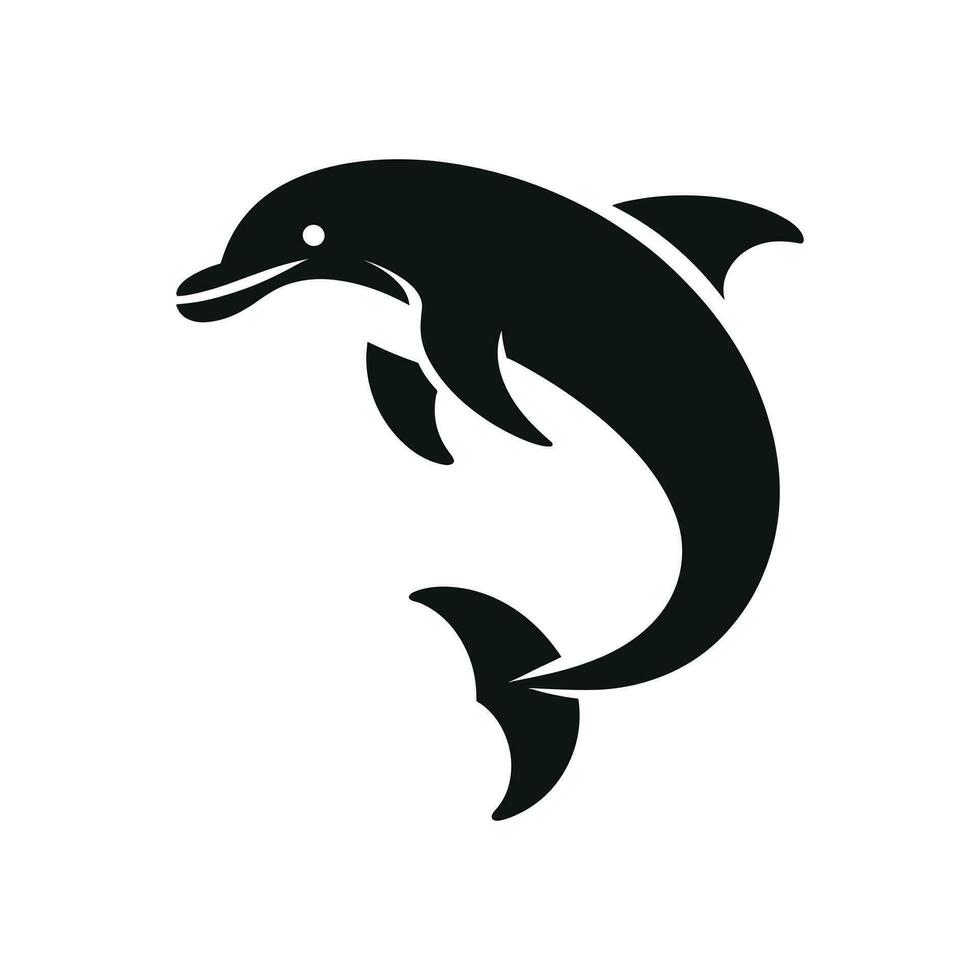dessin animé silhouette de une dauphin logo icône vecteur illustration