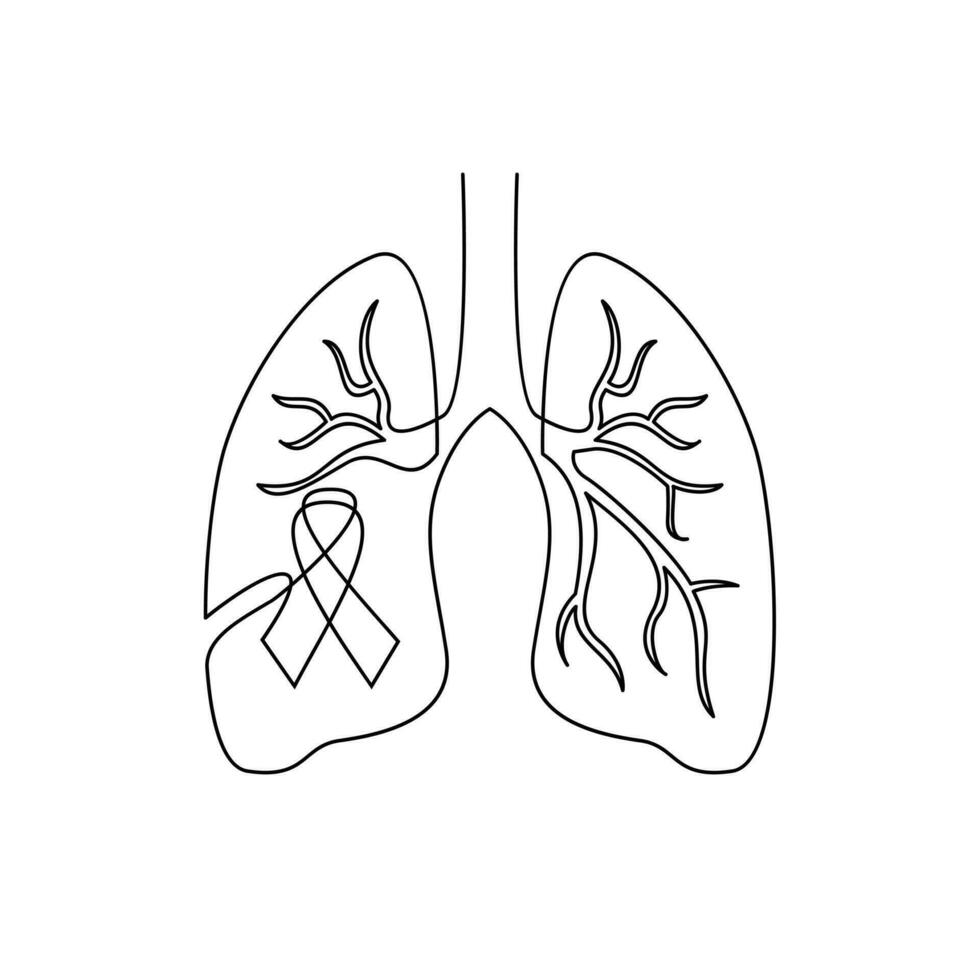 poumon Célibataire ligne illustration dessin vecteur