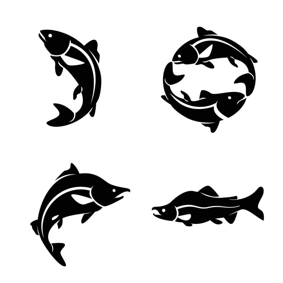 Saumon poisson silhouette logo icône conception illustration vecteur