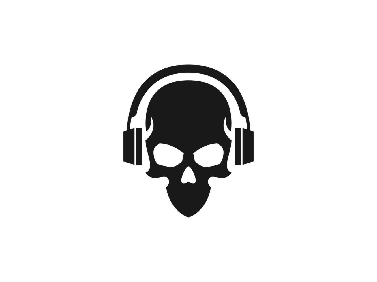 crâne casque de musique logo vecteur icône illustration, crâne la musique logo modèle