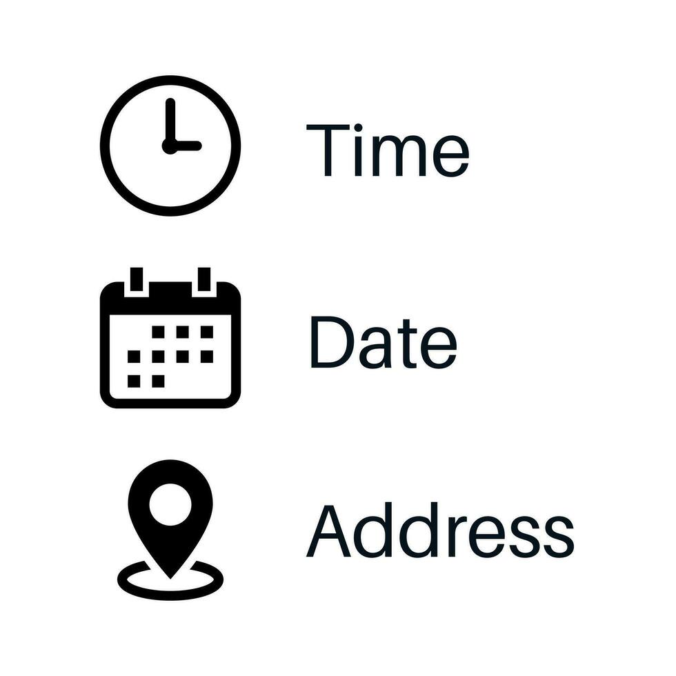 temps, date, adresse icône vecteur dans branché style