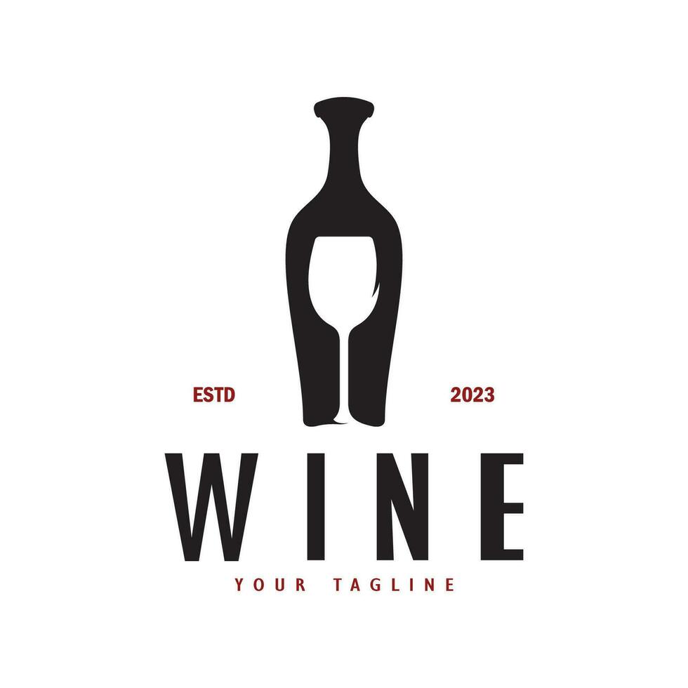 du vin logo avec du vin des lunettes et bouteilles.pour nuit clubs, bars, cafés et du vin magasins. vecteur