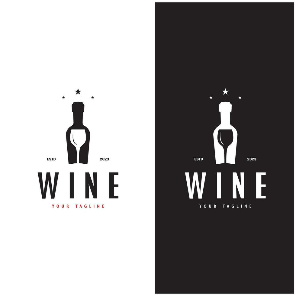 du vin logo avec du vin des lunettes et bouteilles.pour nuit clubs, bars, cafés et du vin magasins. vecteur