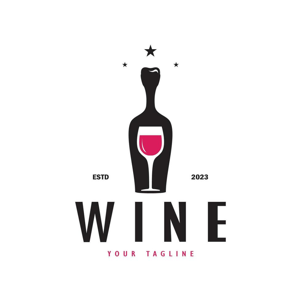 du vin logo avec du vin des lunettes et bouteilles.pour nuit clubs, bars, cafés et du vin magasins. vecteur