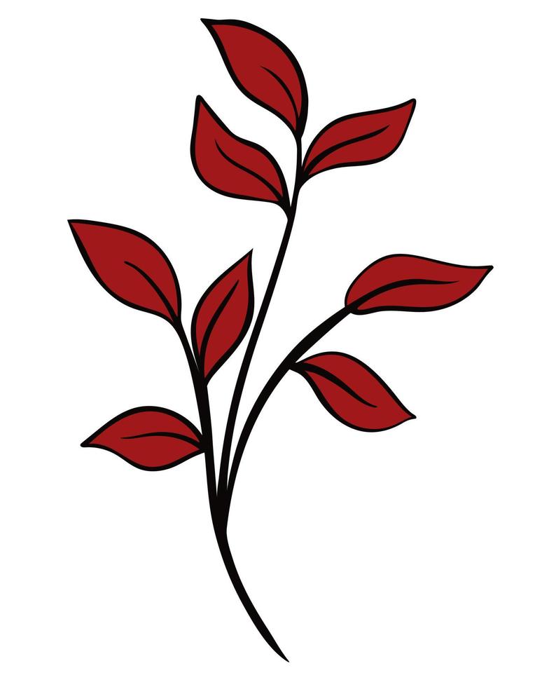 brindille avec des feuilles rouges vector illustration