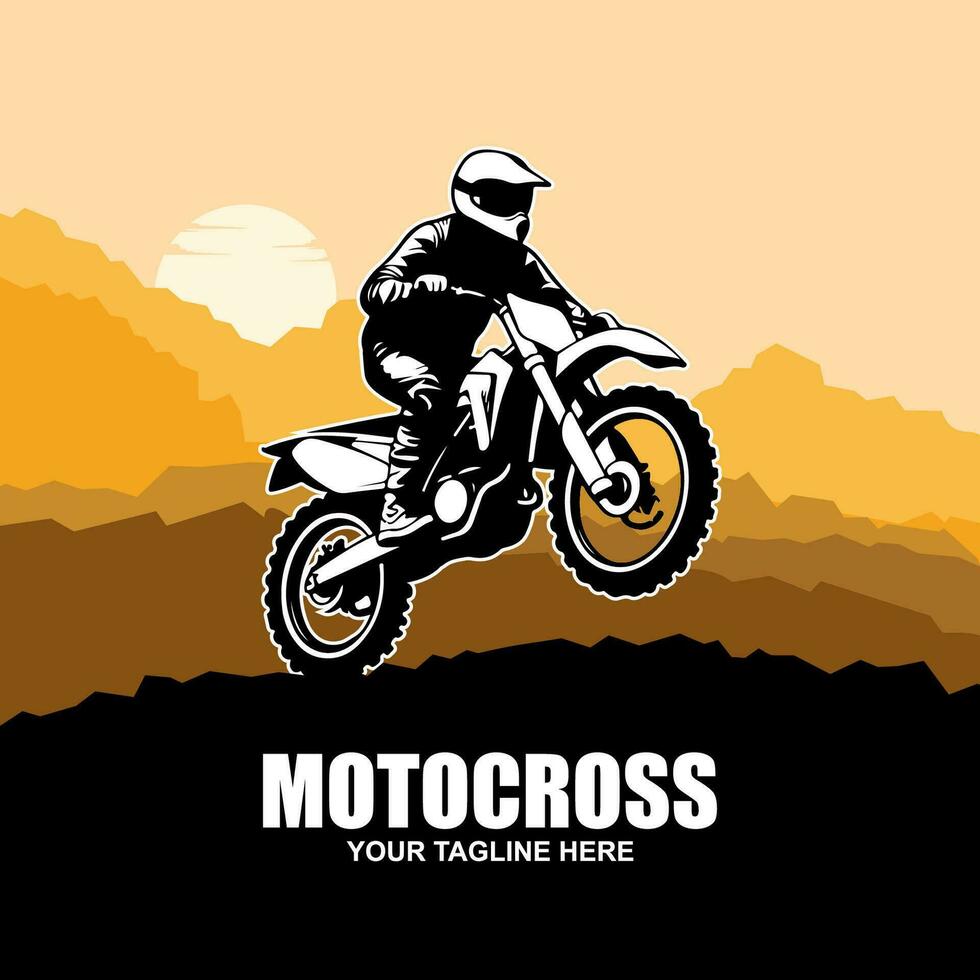 motocross course, cavalier sur moto, isolé vecteur silhouette