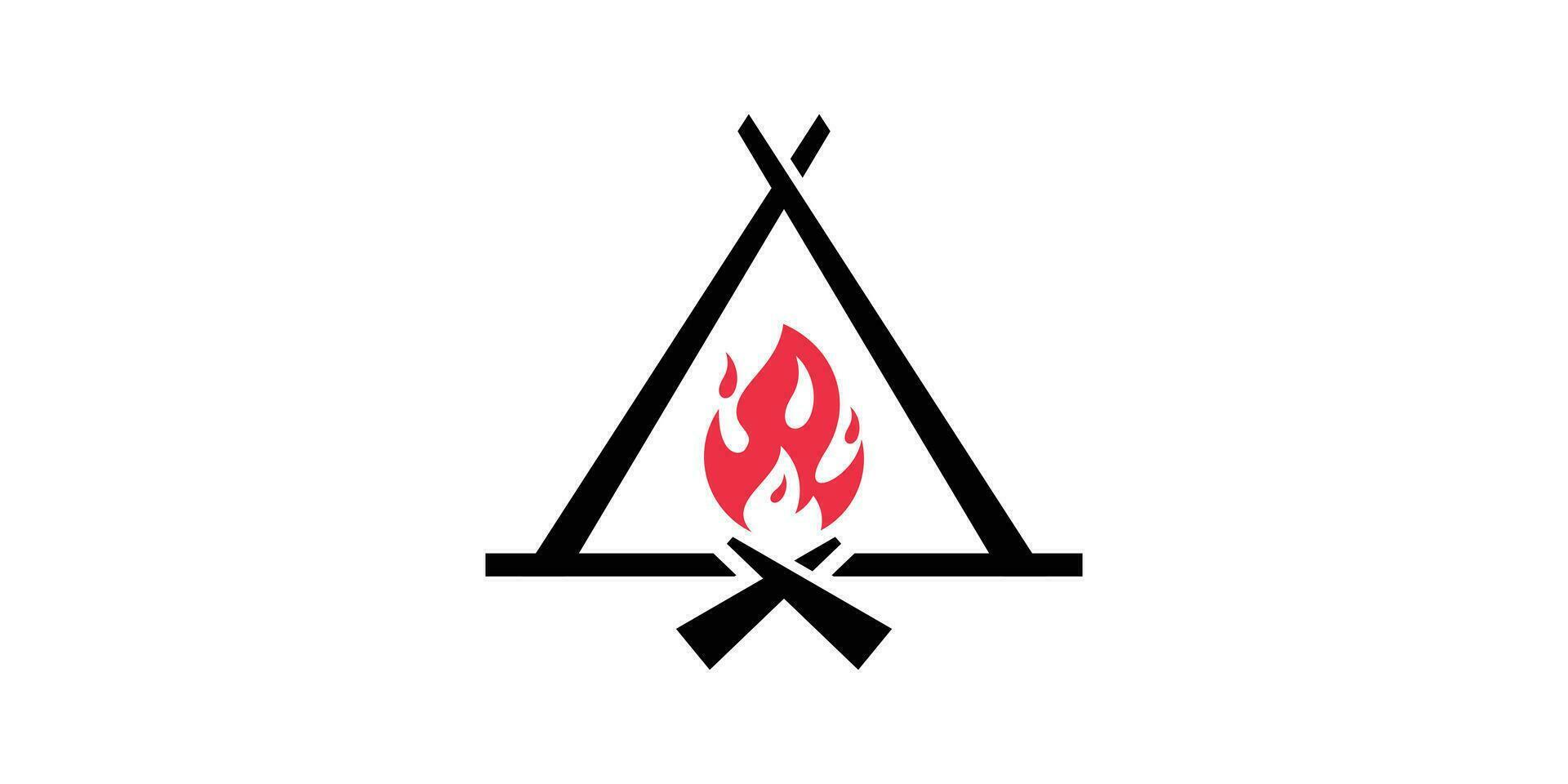 logo conception icône feu de camp, Extérieur, vecteur, symbole, vecteur