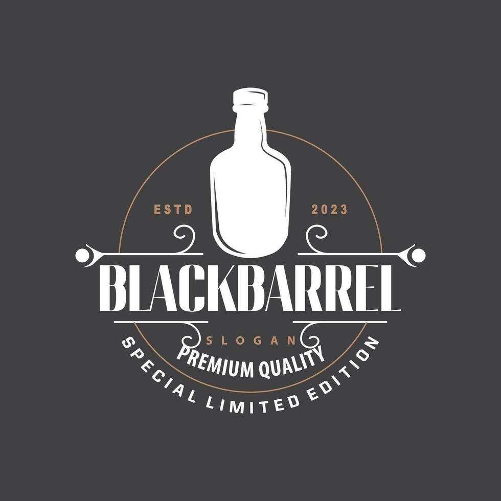 whisky logo, boisson étiquette conception avec vieux rétro ancien ornement illustration prime modèle vecteur