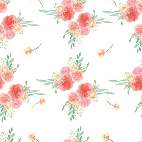 Textile vintage de style aquarelle luxuriante florale modèle sans couture, aquarelle fleurs isolé sur fond blanc. Décor de fleurs design pour carte, faites gagner la date, cartes d&#39;invitation de mariage, affiche, bannière. vecteur