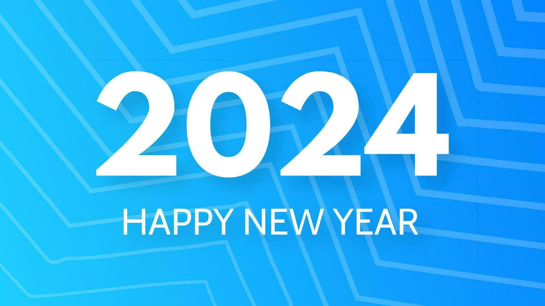 2024 content Nouveau année Contexte. moderne salutation bannière modèle avec blanc 2024 Nouveau année Nombres sur bleu abstrait Contexte avec lignes. vecteur illustration
