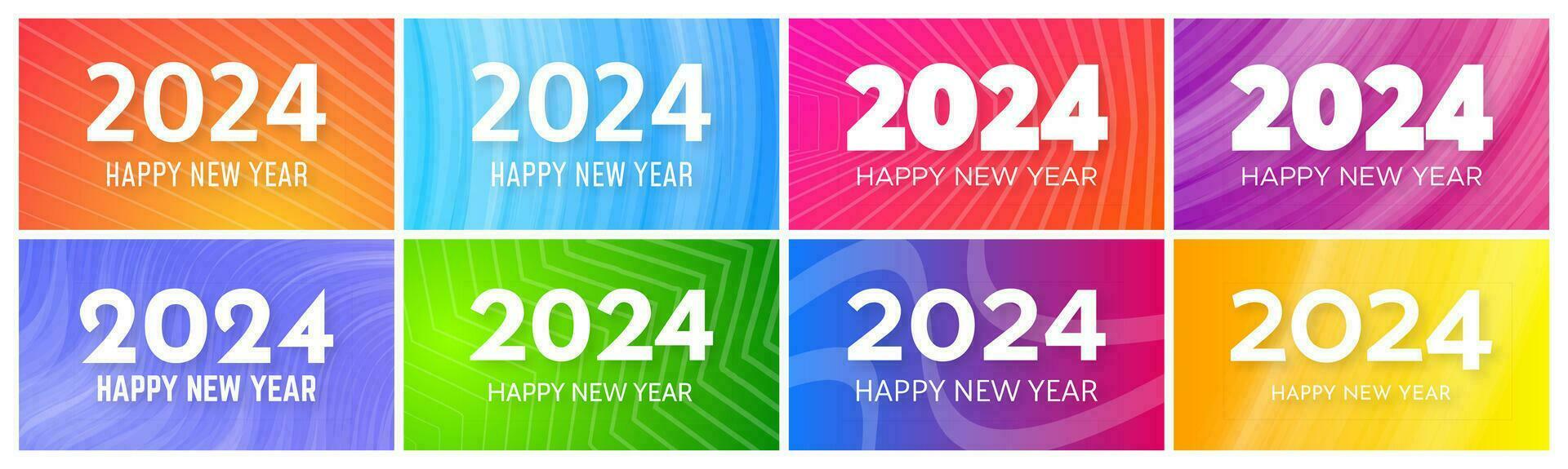 2024 content Nouveau année sur coloré arrière-plans vecteur