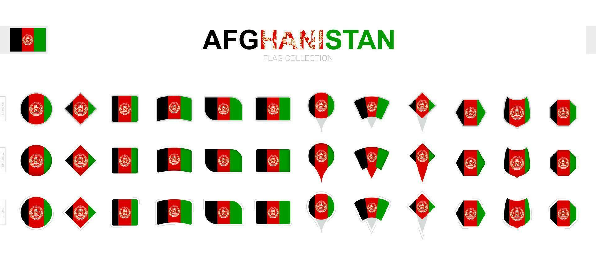 grand collection de afghanistan drapeaux de divers formes et effets. vecteur