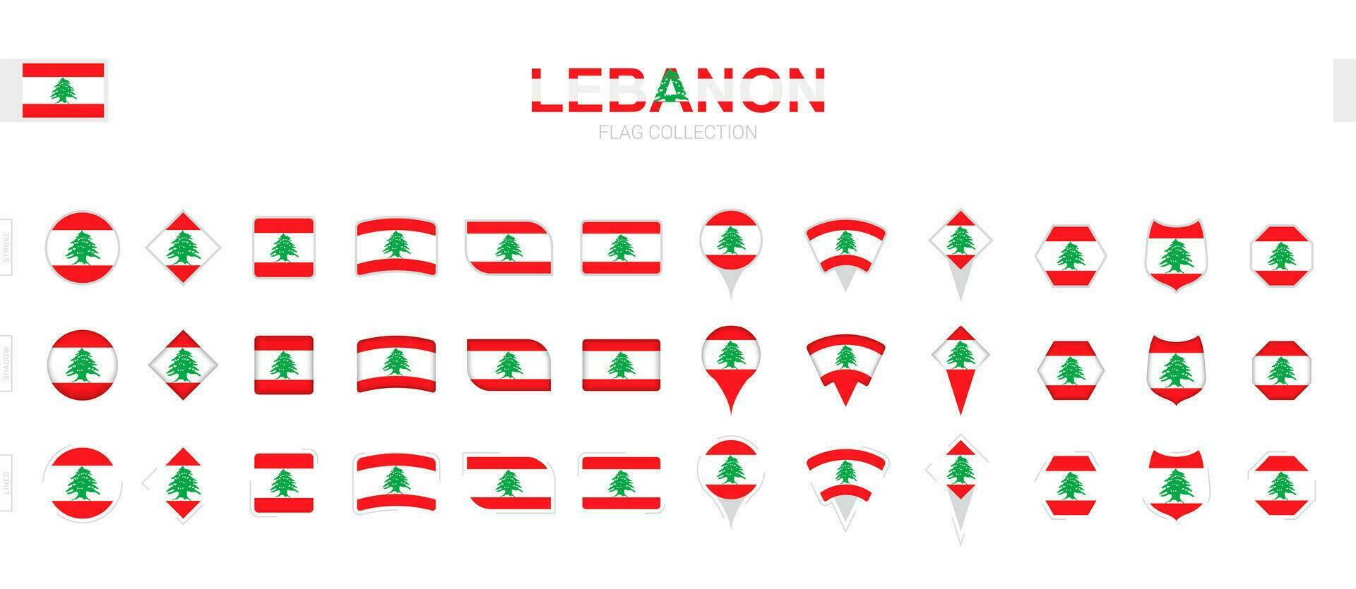 grand collection de Liban drapeaux de divers formes et effets. vecteur