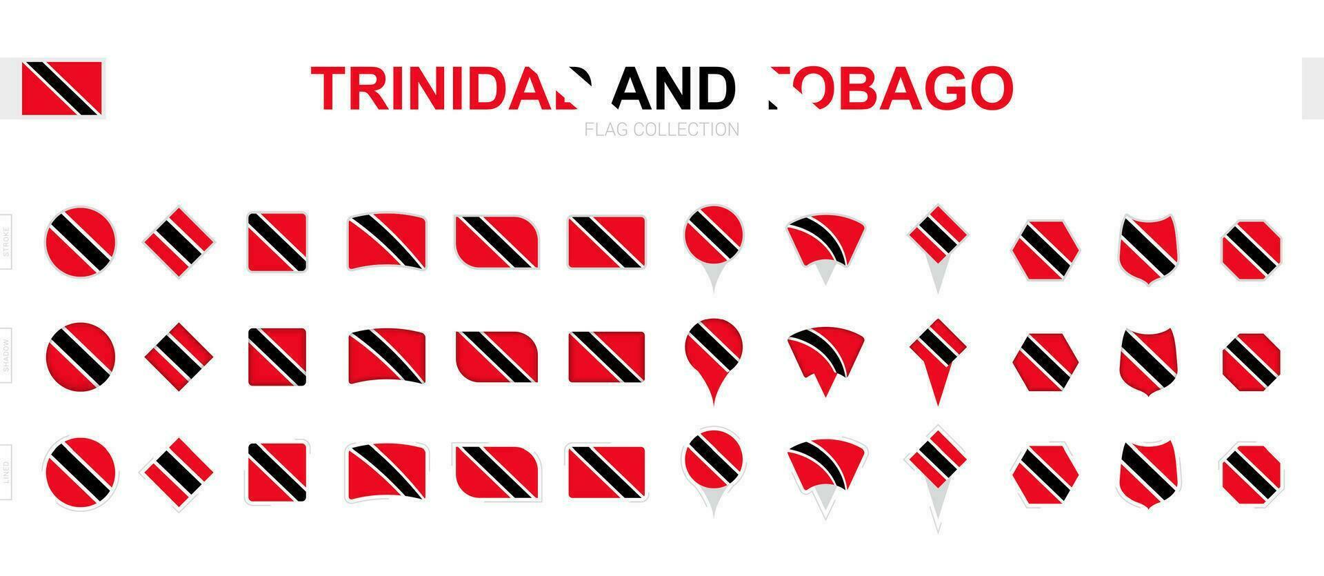 grand collection de Trinidad et Tobago drapeaux de divers formes et effets. vecteur