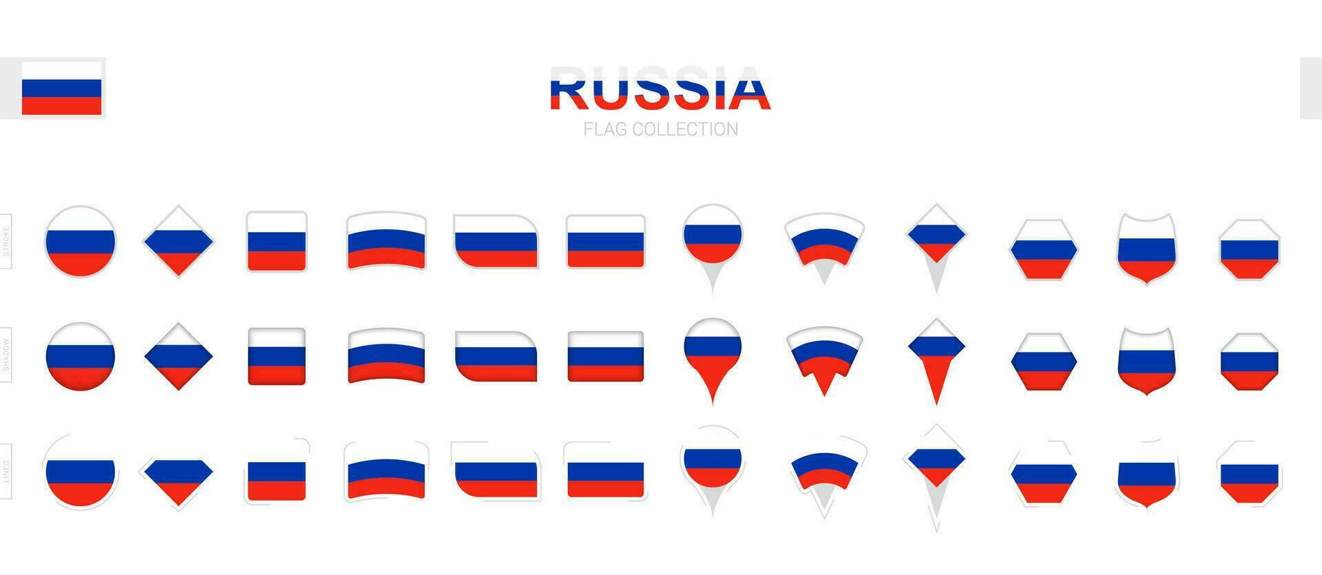 grand collection de Russie drapeaux de divers formes et effets. vecteur