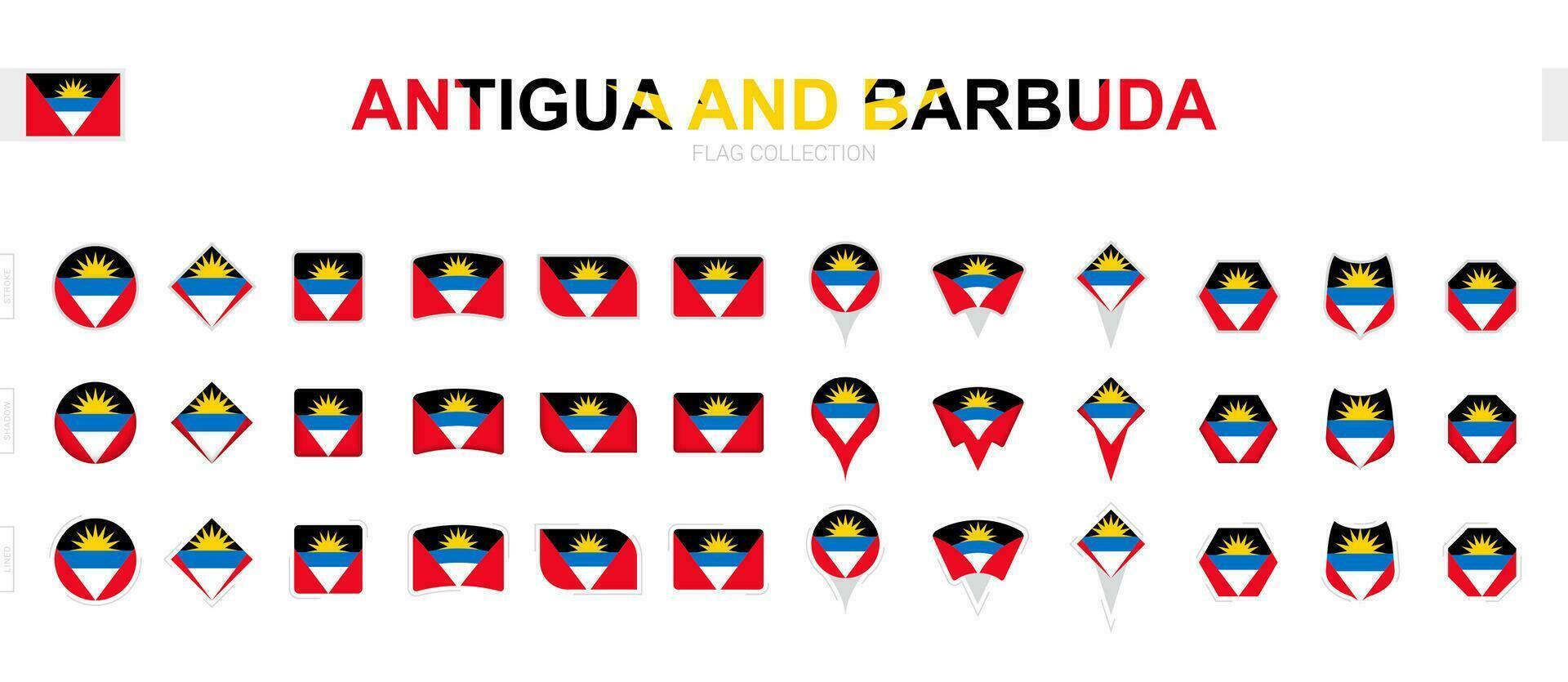 grand collection de antigua et Barbuda drapeaux de divers formes et effets. vecteur