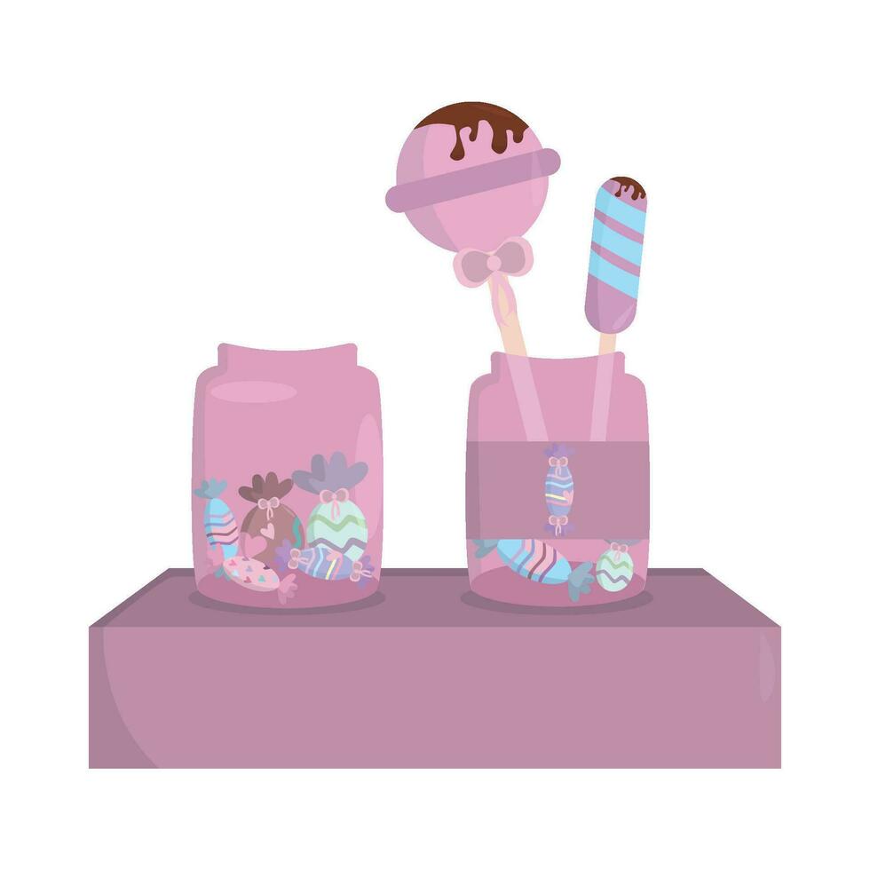 bonbons sucré dans pot verre illustration vecteur