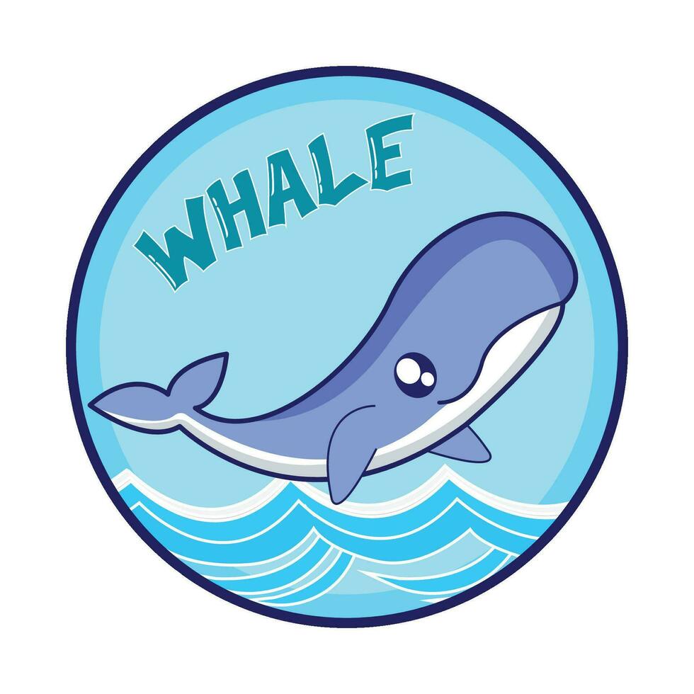 baleine avec mer dans bouton illustration vecteur