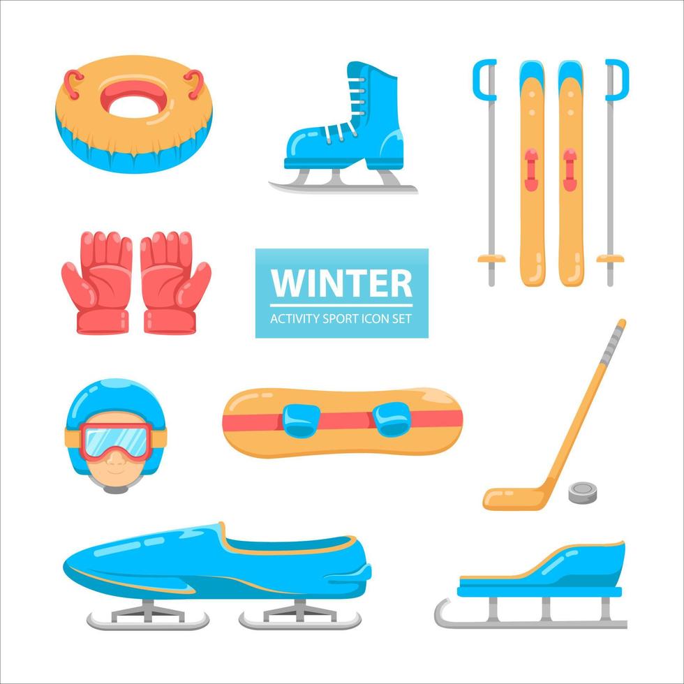 jeu d'icônes de sport d'activité hivernale vecteur