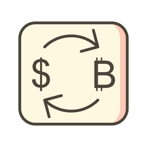 Échange de bitcoins avec l&#39;icône de vecteur de dollar