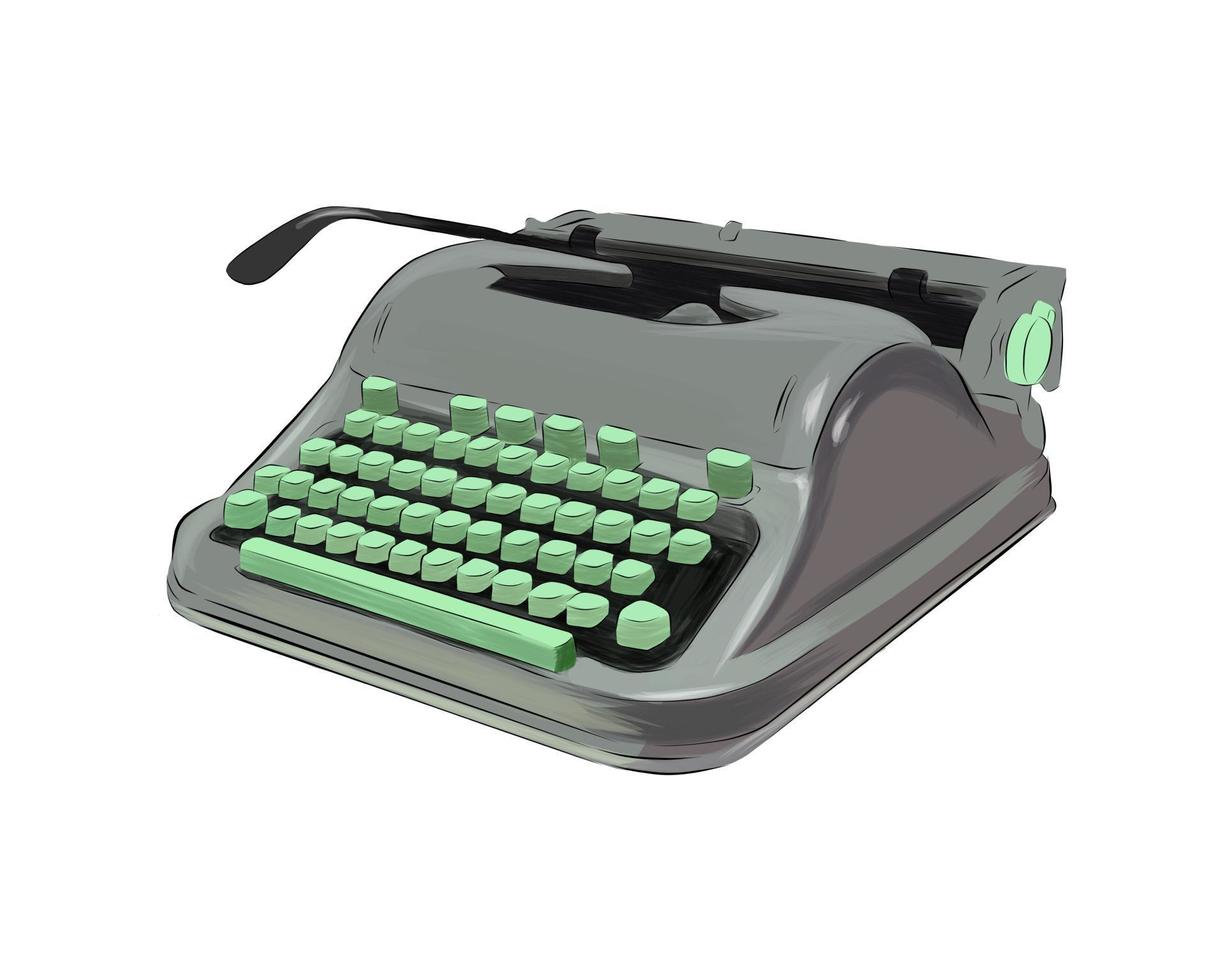 machine à écrire portable à partir de peintures multicolores. éclaboussure d'aquarelle, dessin coloré, réaliste. illustration vectorielle de peintures vecteur