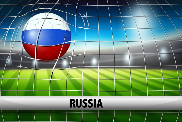 Un ballon de football russe au but vecteur