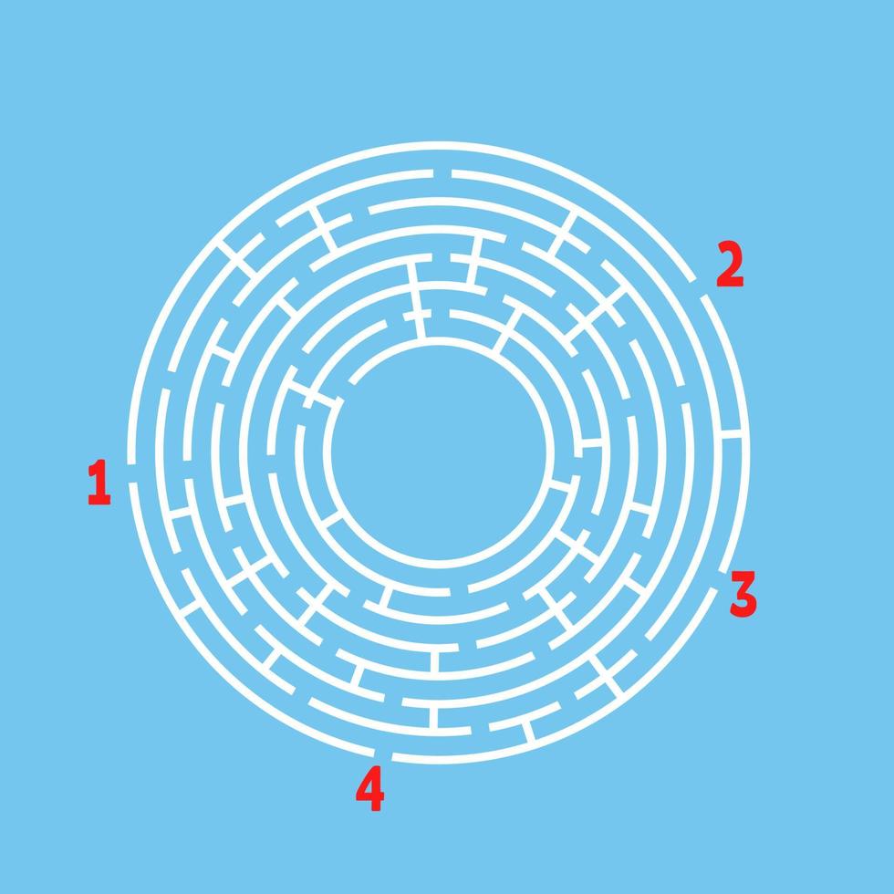 labyrinthe rond abstrait. jeu pour les enfants. casse-tête pour les enfants. trouver le bon chemin. énigme du labyrinthe. illustration vectorielle plane isolée sur fond de couleur. avec place pour votre image. vecteur