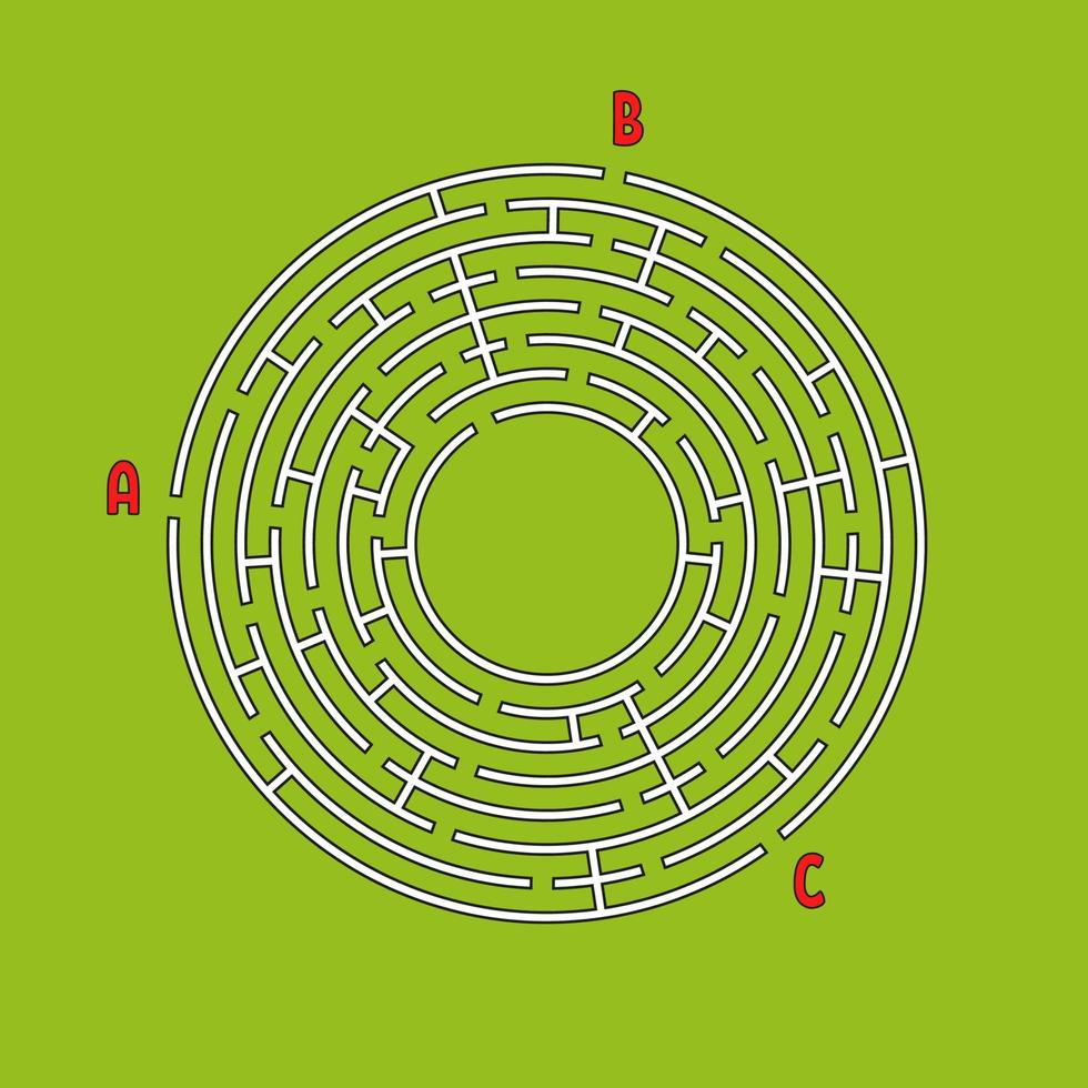 labyrinthe rond abstrait. jeu pour les enfants. casse-tête pour enfants. plusieurs entrées, une sortie. énigme du labyrinthe. illustration vectorielle plane simple isolée sur fond de couleur. avec place pour votre image. vecteur