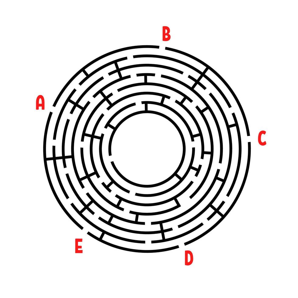 labyrinthe rond abstrait. jeu pour les enfants. casse-tête pour les enfants. trouver le bon chemin. énigme du labyrinthe. illustration vectorielle plane isolée sur fond blanc. avec place pour votre image. vecteur