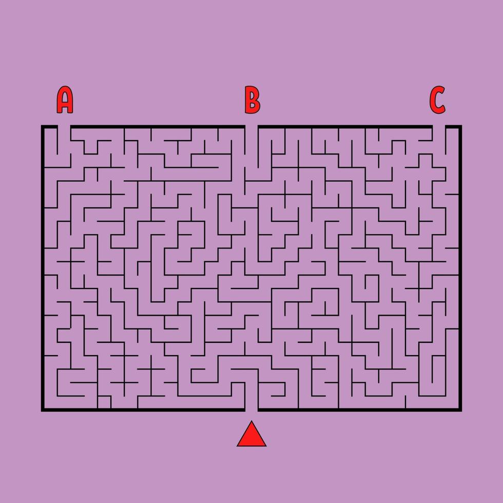 grand labyrinthe rectangulaire abstrait. jeu pour enfants et adultes. casse-tête pour les enfants. trouver la bonne sortie. énigme du labyrinthe. illustration vectorielle plane. vecteur