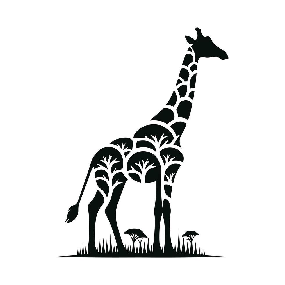 girafe silhouette vecteur illustration