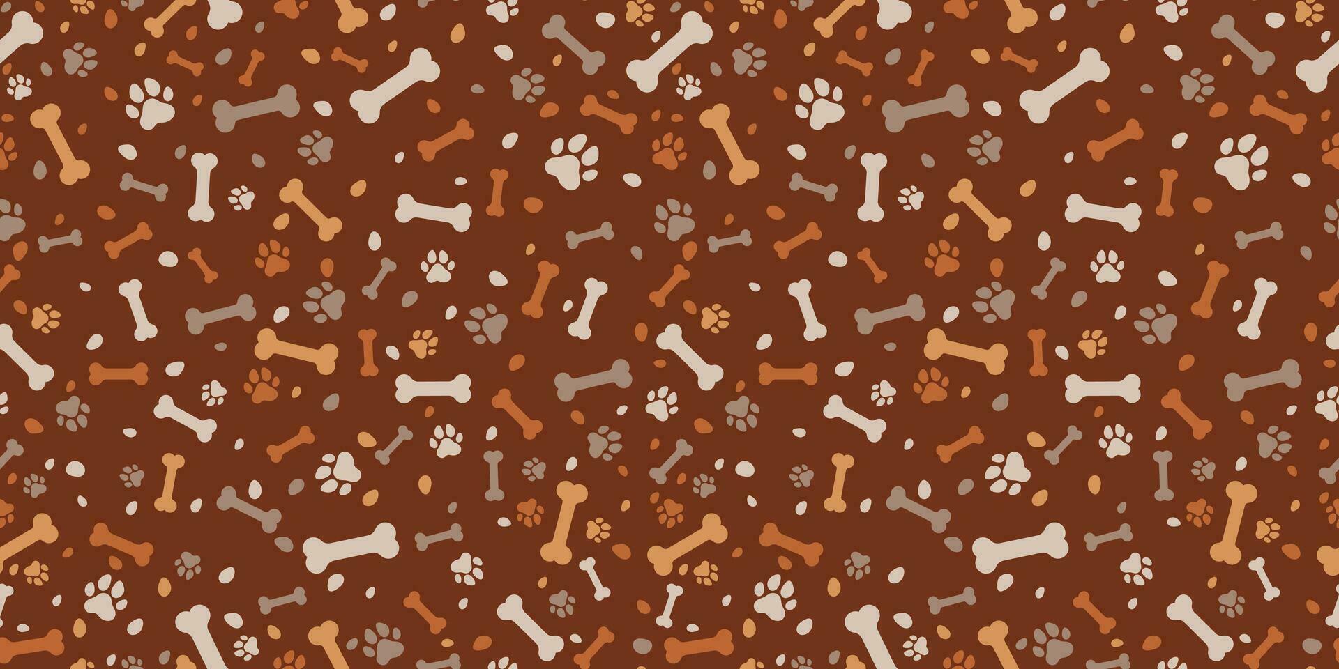 chien des os griffonnages vecteur chiens patte sans couture modèle isolé foncé marron fond d'écran Contexte