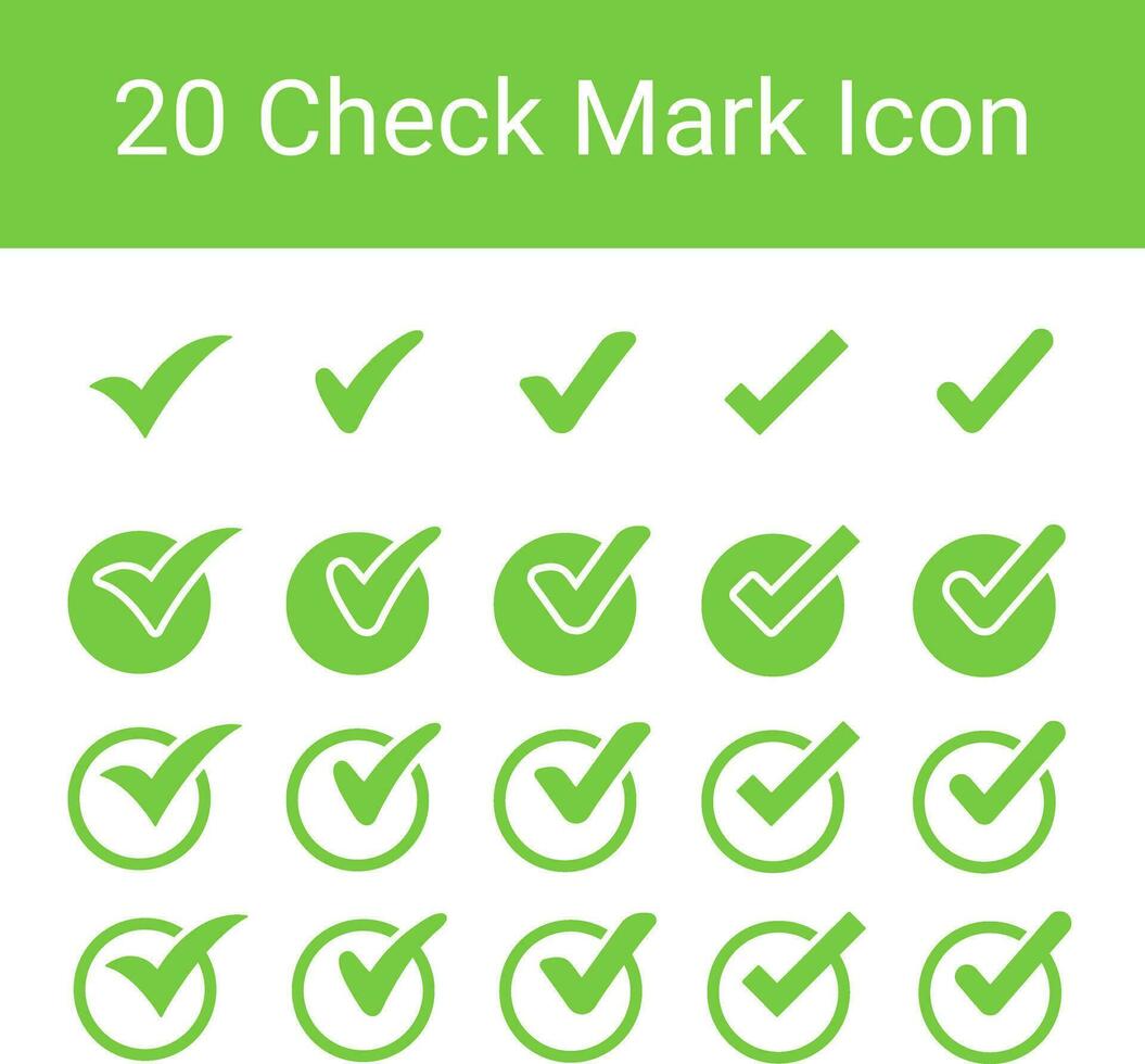 vérifier marquer, valide, Oui, confirmation, bien, positif vérifié, confirmer, acceptation dans liste de contrôle, icône ensemble vecteur