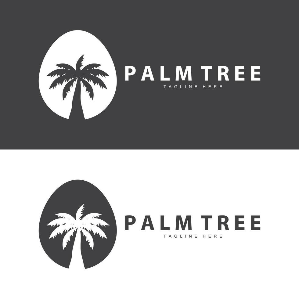 noix de coco arbre logo conception été plage plante paume arbre illustration modèle vecteur