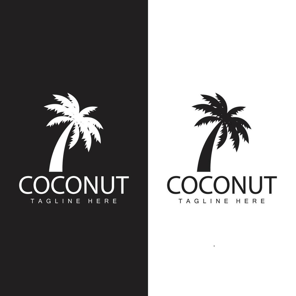 noix de coco arbre logo conception été plage plante paume arbre illustration modèle vecteur