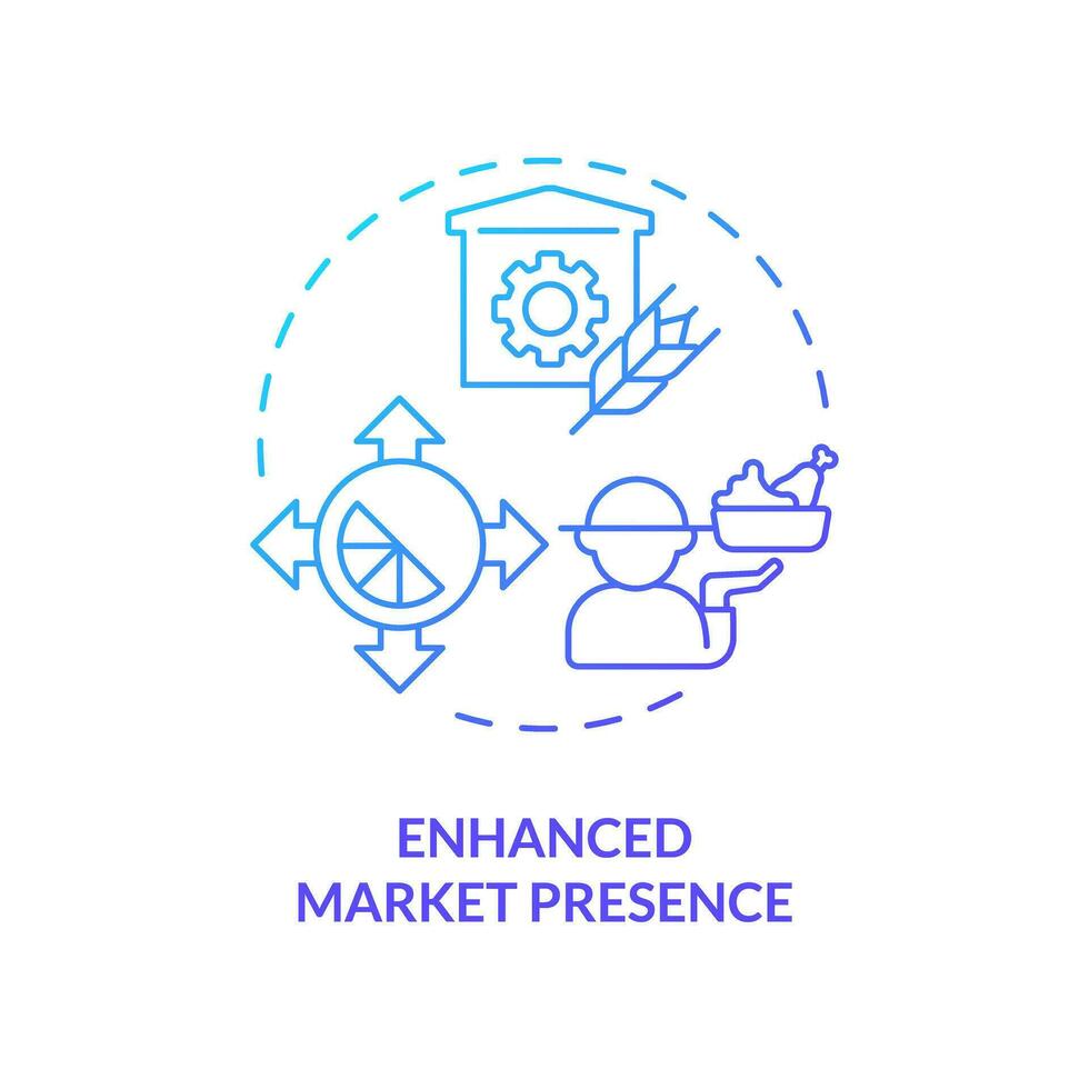 2d pente renforcée marché présence icône, Créatif isolé vecteur, mince ligne illustration représentant agricole groupes. vecteur