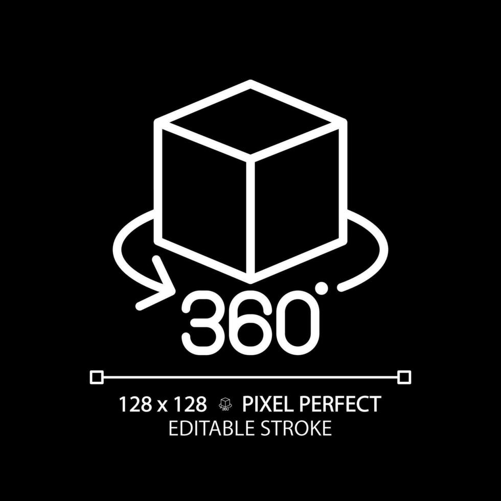 2d pixel parfait modifiable blanc vr 360 icône, isolé vecteur, mince ligne illustration représentant vr, ar et m. vecteur