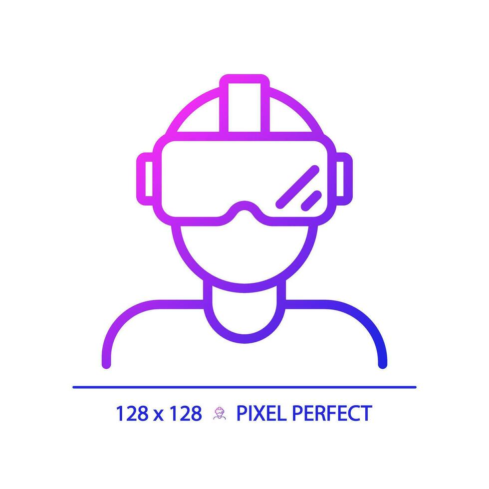 2d pixel parfait pente virtuel réalité simulateur icône, isolé Facile vecteur, mince ligne illustration représentant vr, ar et m. vecteur