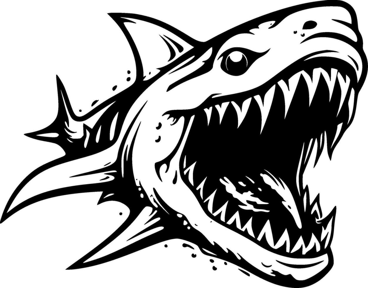 requin - noir et blanc isolé icône - vecteur illustration