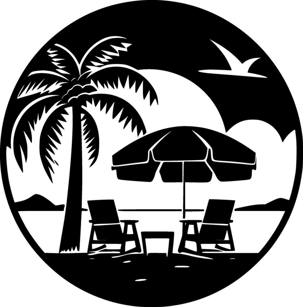 plage - minimaliste et plat logo - vecteur illustration