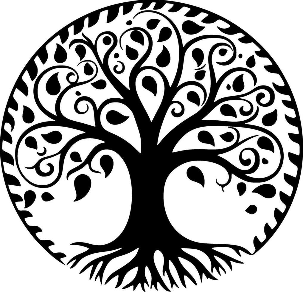 arbre, noir et blanc vecteur illustration