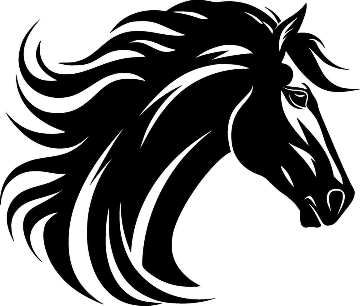 cheval - noir et blanc isolé icône - vecteur illustration