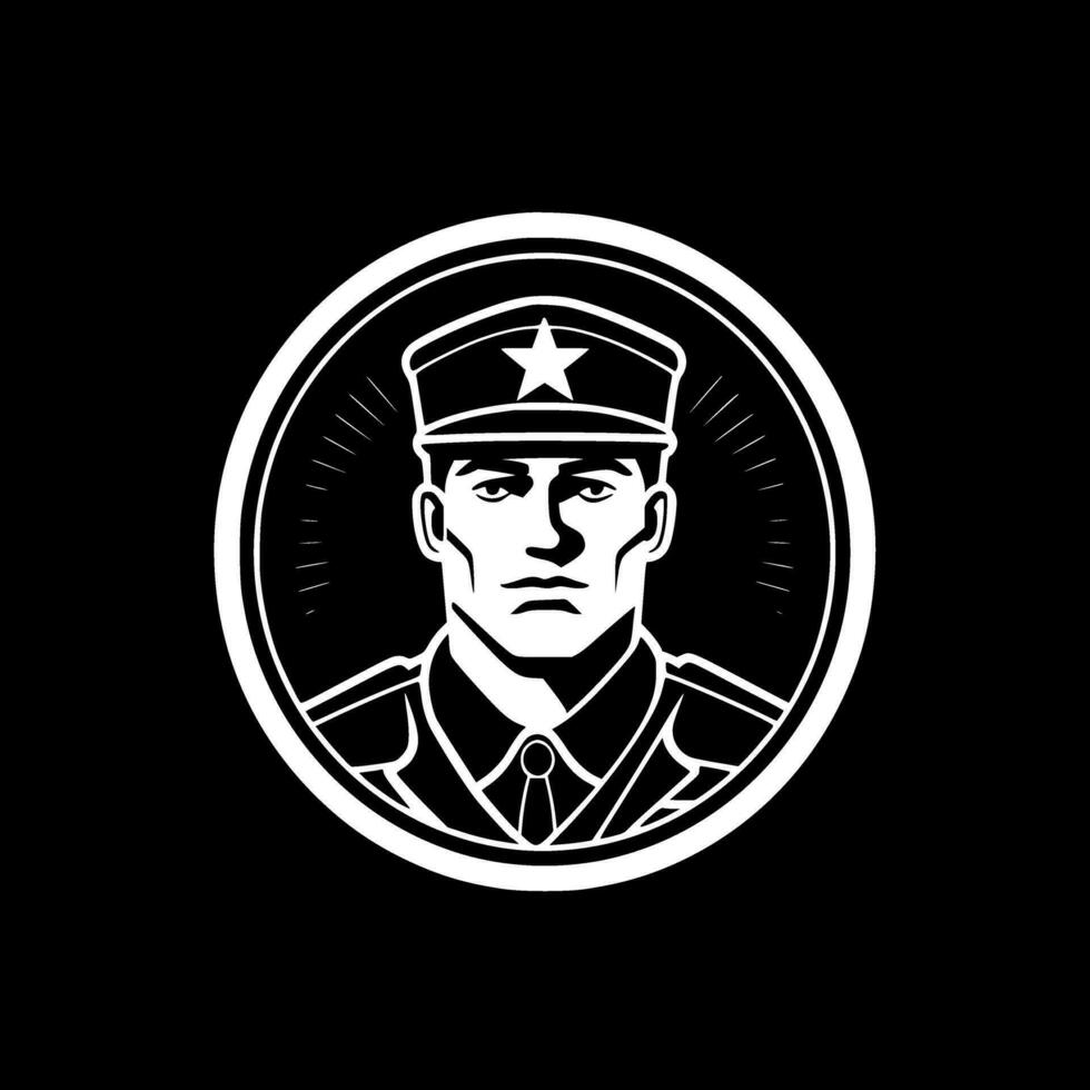 militaire - noir et blanc isolé icône - vecteur illustration