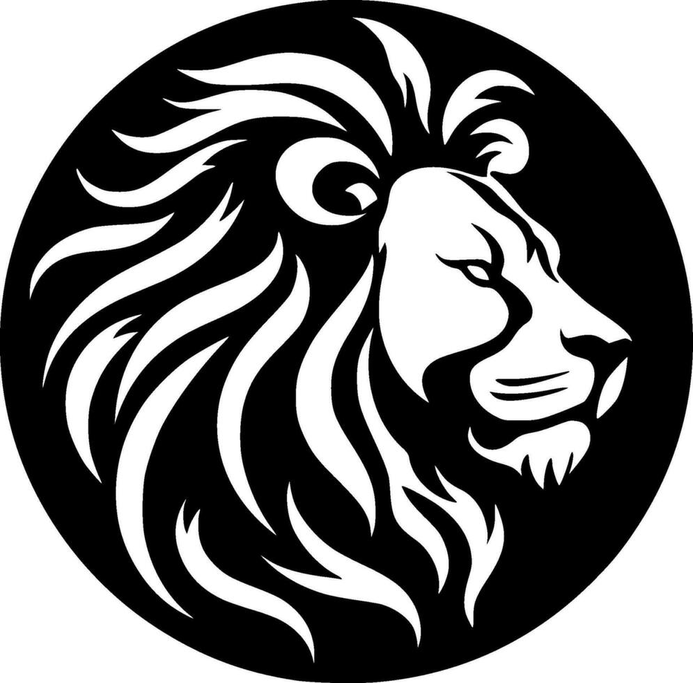 Lion - noir et blanc isolé icône - vecteur illustration