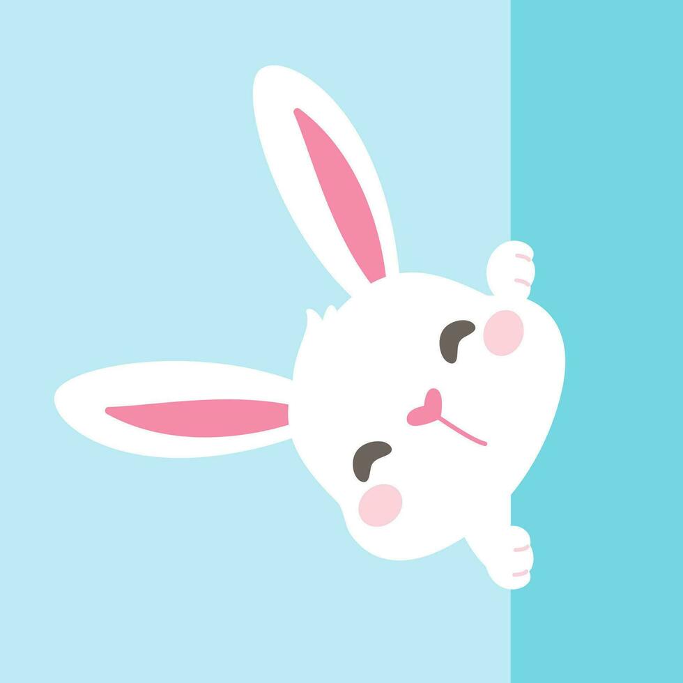 une dessin animé lapin cache derrière coloré décoré Pâques des œufs pendant le Pâques Oeuf festival. vecteur