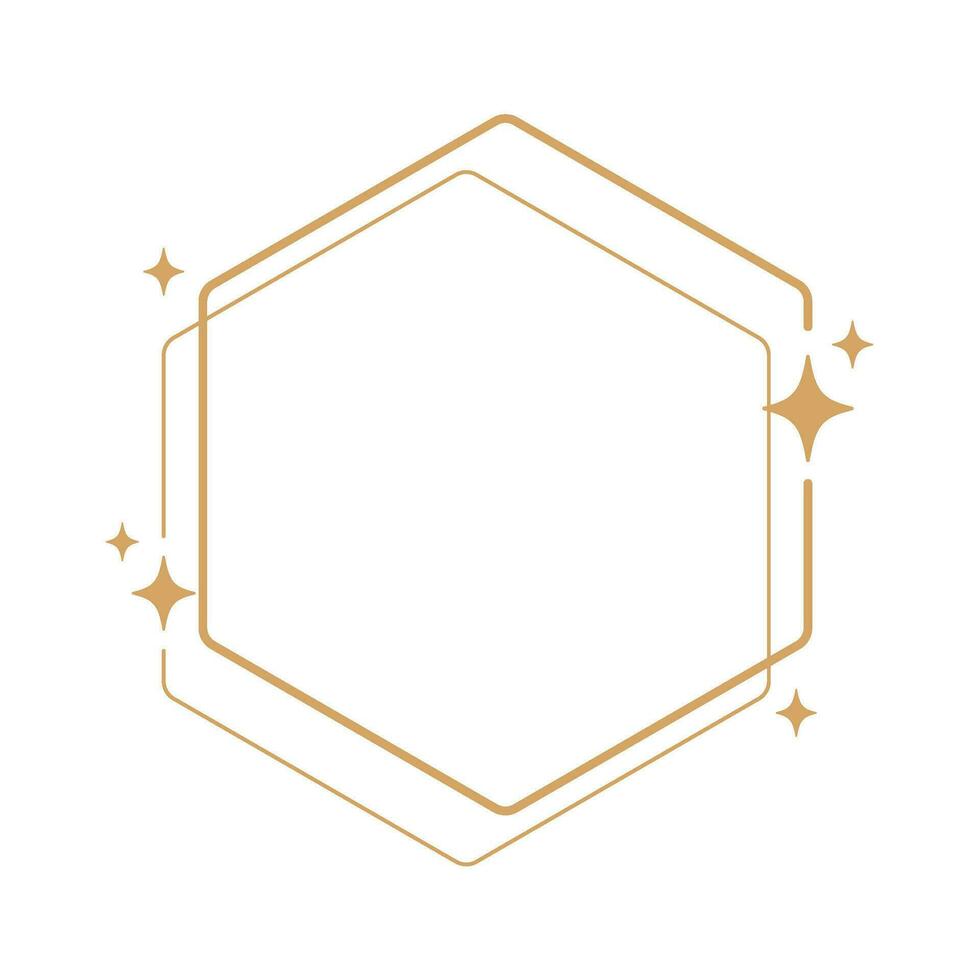 Facile moderne esthétique ligne éléments moderne géométrique linéaire Cadre avec pétillant étoiles. vecteur
