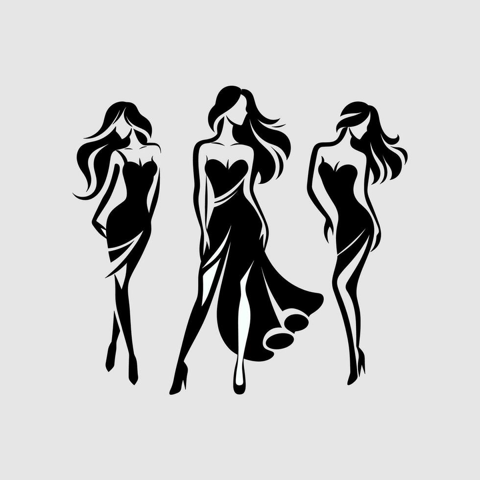 minimaliste et moderne mode les filles logo vecteur