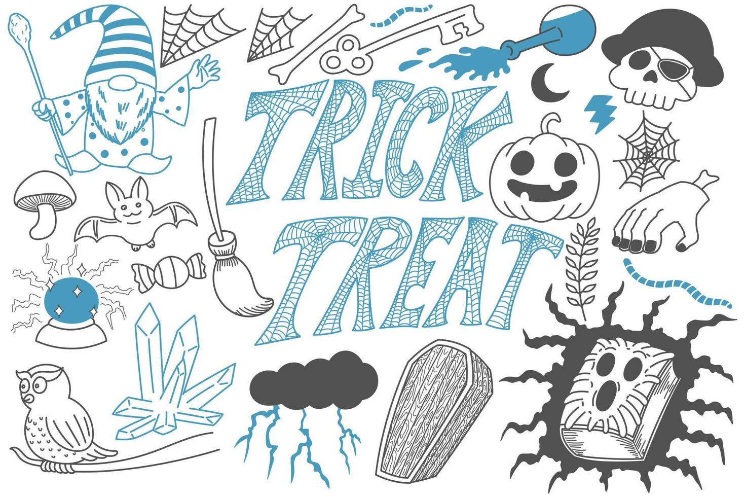 trick or treat halloween griffonnages art vecteur