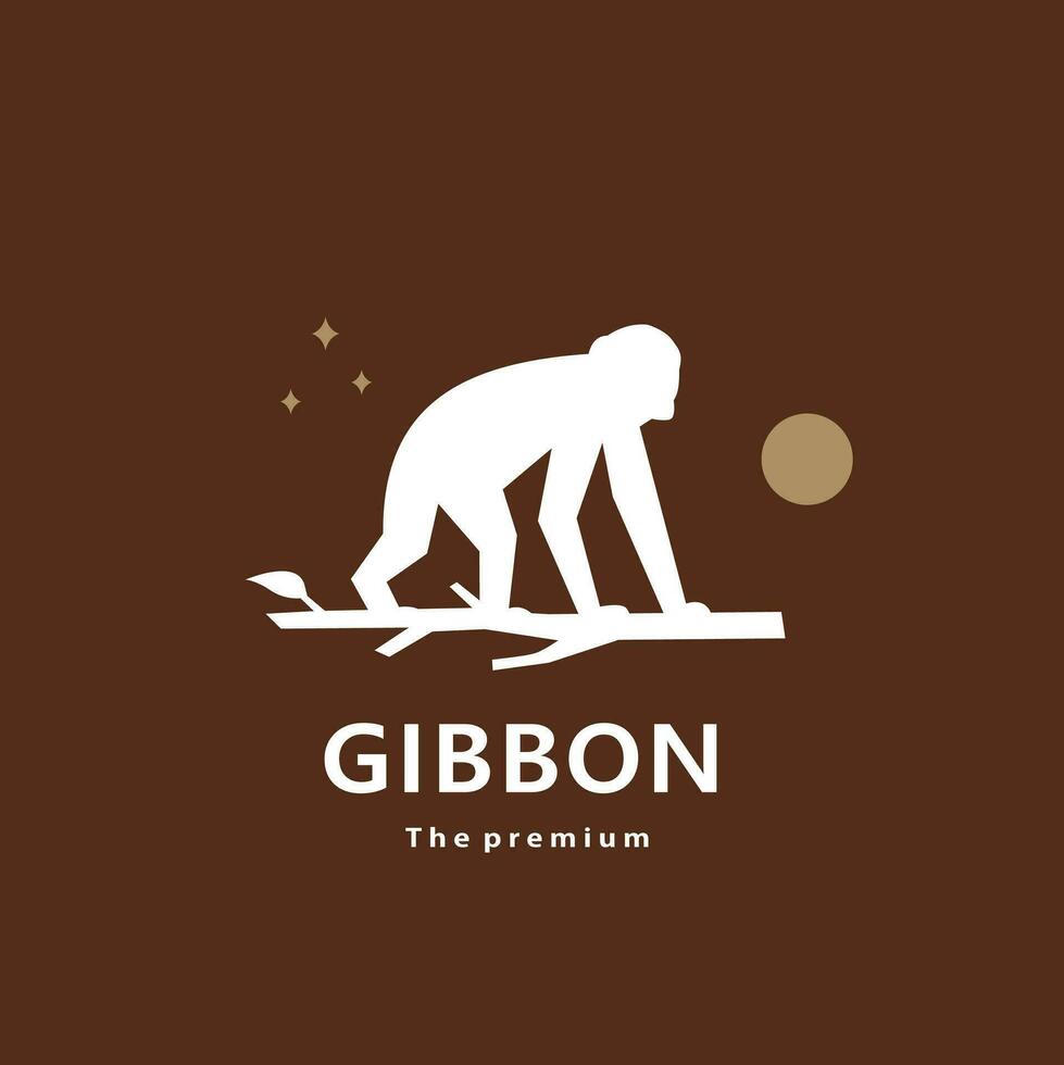 animal gibbon Naturel logo vecteur icône silhouette rétro branché